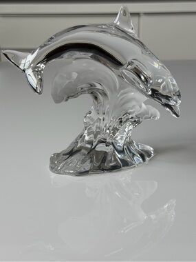 ✨ Lenox Crystal Dolphin Figurine 5” Germany Clear Glass Nautical Decor - 1995